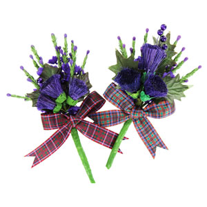 Corsage, Tartan Buttonhole with Grant Ribbon